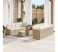 Ensemble De Canapé De Jardin Vidaxl 11 Pièces Avec Coussins Beige Poly Rattan Acacia, Canapé De Jardin 2 Places Vidaxl Avec Coussins Beige Poly Rattan, Ensemble De Salle À Manger De Jardin 3 Pièces Av