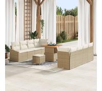 Ensemble De Canapé De Jardin Vidaxl 11 Pièces Avec Coussins Beige Poly Rotin Acacia, Canapé De Jardin Vidaxl 2 Places Avec Coussins Beige Poly Rotin, Ensemble De Salle À Manger De Jardin Vidaxl 3 Pièc