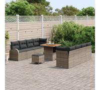 Ensemble De Canapé De Jardin Vidaxl 11 Pièces Avec Coussins Gris Poly Rattan Acacia, Canapé De Jardin 2 Places Vidaxl Avec Coussins Gris Poly Rattan, Ensemble De Salle À Manger De Jardin 3 Pièces Avec