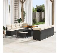 Ensemble De Canapé De Jardin Vidaxl 11 Pièces Avec Coussins Noir Poly Rattan Acacia, Canapé De Jardin Vidaxl 2 Places Avec Coussins Noir Poly Rattan, Ensemble De Repas De Jardin Vidaxl 3 Pièces Avec C