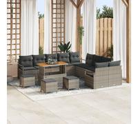Ensemble De Canapé De Jardin Vidaxl 14 Pièces Avec Coussins Gris Rotin Synthétique Acacia, Canapé De Jardin Vidaxl 2 Places Avec Coussins Gris Rotin Synthétique, Ensemble De Dîner De Jardin Vidaxl 4 P