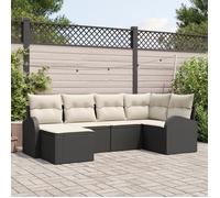 Ensemble de Canapé de Jardin vidaXL 6 Pièces avec Coussins Noir en Rattan Poly, Canapé de Jardin 2 Places vidaXL avec 3354776