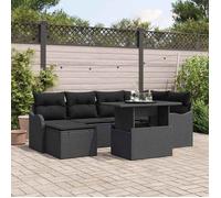 Ensemble de canapé de jardin - vidaXL - 7 pcs - Poly rotin - Noir - Modulaire