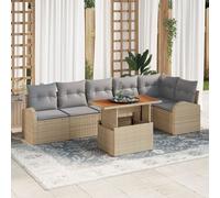Ensemble De Canapé De Jardin Vidaxl 7 Pièces Avec Coussins En Rotin Poly Beige, Canapé De Jardin 2 Places Vidaxl Avec Rangement Et Coussins En Rotin Poly Beige