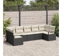 Ensemble De Canapé De Jardin Vidaxl 7 Pièces Avec Coussins Noir Poly Rotin, Canapé De Jardin 2 Places Vidaxl Avec Rangement Et Coussins Noir Poly Rotin