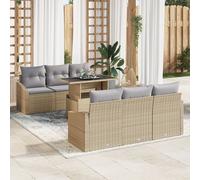 Ensemble De Canapé De Jardin Vidaxl 7 Pièces Beige Et Gris Rattan, Acier