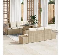 Ensemble De Canapé De Jardin Vidaxl 7 Pièces Beige Rotin