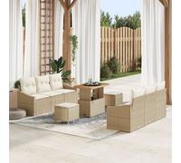 Ensemble De Canapé De Jardin Vidaxl 9 Pièces Avec Coussins Beige Poly Rattan Acacia, Canapé De Jardin 2 Places Vidaxl Avec Coussins Beige Poly Rattan, Ensemble De Salle À Manger De Jardin 3 Pièces Ave