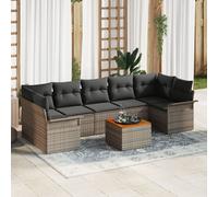 Ensemble De Canapé De Jardin Vidaxl De 8 Pièces Avec Coussins En Poly Rattan Gris Acacia, Canapé De Jardin 2 Places Vidaxl Avec Rangement & Coussins En Poly Rattan Gris