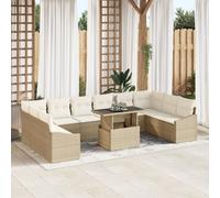 Ensemble De Canapé De Jardin Vidaxl Set De 11 Beige Rattan, Tissu