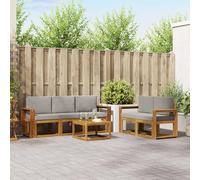 Ensemble de canapé d'extérieur avec coussin 6 pcs Gris naturel et clair, meubles de jardin modulaires en bois d'acacia massif, design moderne avec lignes épurées, construction durable