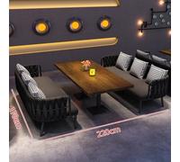 Ensemble de canapé et table de cabine commerciale moderne, sièges rembourrés en velours avec éponge hautement élastique, cadre en fer et table en bois massif for restaurant, café, bar, hôtel(D)