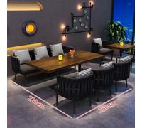 Ensemble de canapé et table de cabine commerciale moderne, sièges rembourrés en velours avec éponge hautement élastique, cadre en fer et table en bois massif for restaurant, café, bar, hôtel(E)