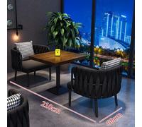 Ensemble de canapé et table de cabine commerciale moderne, sièges rembourrés en velours avec éponge hautement élastique, cadre en fer et table en bois massif for restaurant, café, bar, hôtel(A)