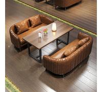 Ensemble de canapé et table en bois massif industriel Xipi - Mobilier de salon commercial for café, bar, restaurant - Sièges modulaires avec pieds en acier au carbone, éponge haute résilience(B)