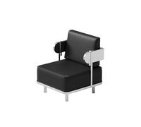 Ensemble De Canapé Et Table Industriels Modernes en Acier Inoxydable, Chaise Longue en Simili Cuir Noir for Café, Bistro, Bar À Whisky Ou Discothèque, Sièges De Cabine Commerciaux(B)