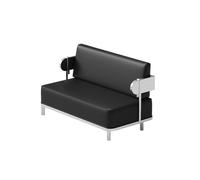 Ensemble De Canapé Et Table Industriels Modernes en Acier Inoxydable, Chaise Longue en Simili Cuir Noir for Café, Bistro, Bar À Whisky Ou Discothèque, Sièges De Cabine Commerciaux(A)