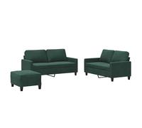 Ensemble de canapé futon 3 pièces avec coussin - Velours vert foncé, confortable et élégant pour salon et petites pièces, durable et facile d'entretien