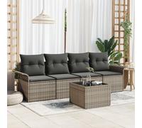 Ensemble De Canapé Jardin Vidaxl De 5 Pièces Avec Coussins Gris Poly Rattan, Canapé De Jardin Vidaxl 2 Places Avec Rangement Et Coussins Gris Poly Rattan