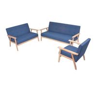 2x Canapé Tissu Bleu Canapé de Salon Mobilier de Salon Sofa Meubles vidaXL