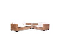 Vidaxl Ensemble De Canapés 15 Pcs Rotin Naturel