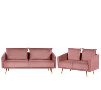 Ensemble De Canapés 2 + 3 Places En Velours Rose Maura Rose
