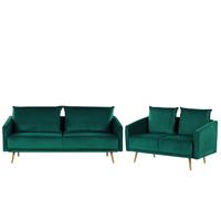 Ensemble De Canapés 2 + 3 Places En Velours Vert Émeraude Maura Vert