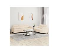 Vidaxl Ensemble De Canapés 2 Pcs Avec Coussins Beige Tissu Microfibre Beige