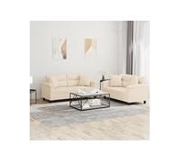 Vidaxl Ensemble De Canapés 2 Pcs Avec Coussins Beige Tissu Microfibre Beige