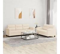 vidaXL Ensemble de canapés 2 pcs avec coussins tissu microfibre beige