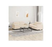 Ensemble de canapés 2 pcs avec coussins beige tissu microfibre3202319