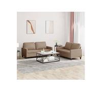 Ensemble de canapés 2 pcs avec coussins Cappuccino Similicuir