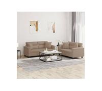 Vidaxl Ensemble De Canapés 2 Pcs Avec Coussins Cappuccino Similicuir