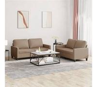 Vidaxl Ensemble De Canapés 2 Pcs Avec Coussins Cappuccino Similicuir