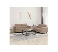 Vidaxl Ensemble De Canapés 2 Pcs Avec Coussins Cappuccino Similicuir