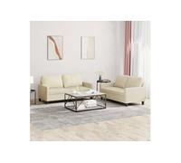 Ensemble de canapés 2 pcs avec coussins Crème Similicuir