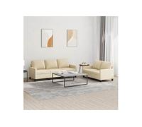Vidaxl Ensemble De Canapés 2 Pcs Avec Coussins Crème Tissu