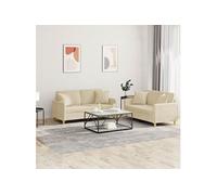 vidaXL Ensemble de canapés 2 pcs avec coussins crème tissu3202104 Crème G