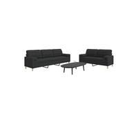 Vidaxl Ensemble De Canapés 2 Pcs Avec Coussins Décoratifs Noir Tissu Noir