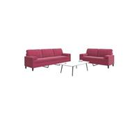 Ensemble de canapés 2 pcs avec coussins et traversins velours