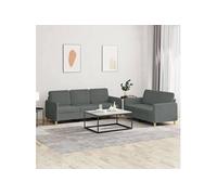 Ensemble de canapés 2 pcs avec coussins Gris foncé Tissu