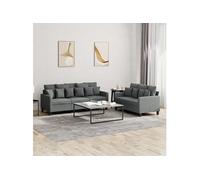 Vidaxl Ensemble De Canapés 2 Pcs Avec Coussins Gris Foncé Tissu Gris