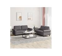 vidaXL Ensemble de Canapés avec Coussins 2 pcs, Canapés avec Accoudoirs, Ensemble de Meubles, Mobilier de Salon, Moderne, Gris Similicuir