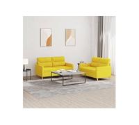 Vidaxl Ensemble De Canapés 2 Pcs Avec Coussins Jaune Clair Tissu Jaune