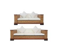 Vidaxl Ensemble De Canapés 2 Pcs Avec Coussins Marron Rotin Naturel Marron