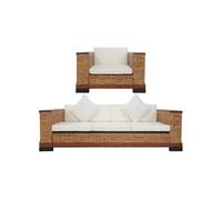 Vidaxl Ensemble De Canapés 2 Pcs Avec Coussins Marron Rotin Naturel Marron