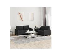 vidaXL Ensemble de canapés 2 pcs en similicuir noir avec coussins