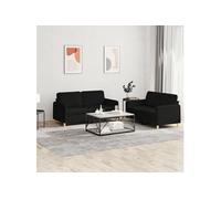 Ensemble de Canapés avec Coussins Sièges Salon Maison 2 pcs Noir Tissu vidaXL