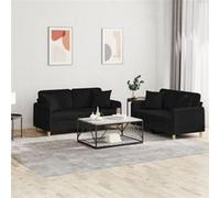 vidaXL Ensemble de canapés 2 pcs avec coussins Tissu Marron Salon Maison
