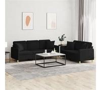 vidaXL Ensemble de canapés Sièges salon 2 pcs avec coussins tissu Jaune clair